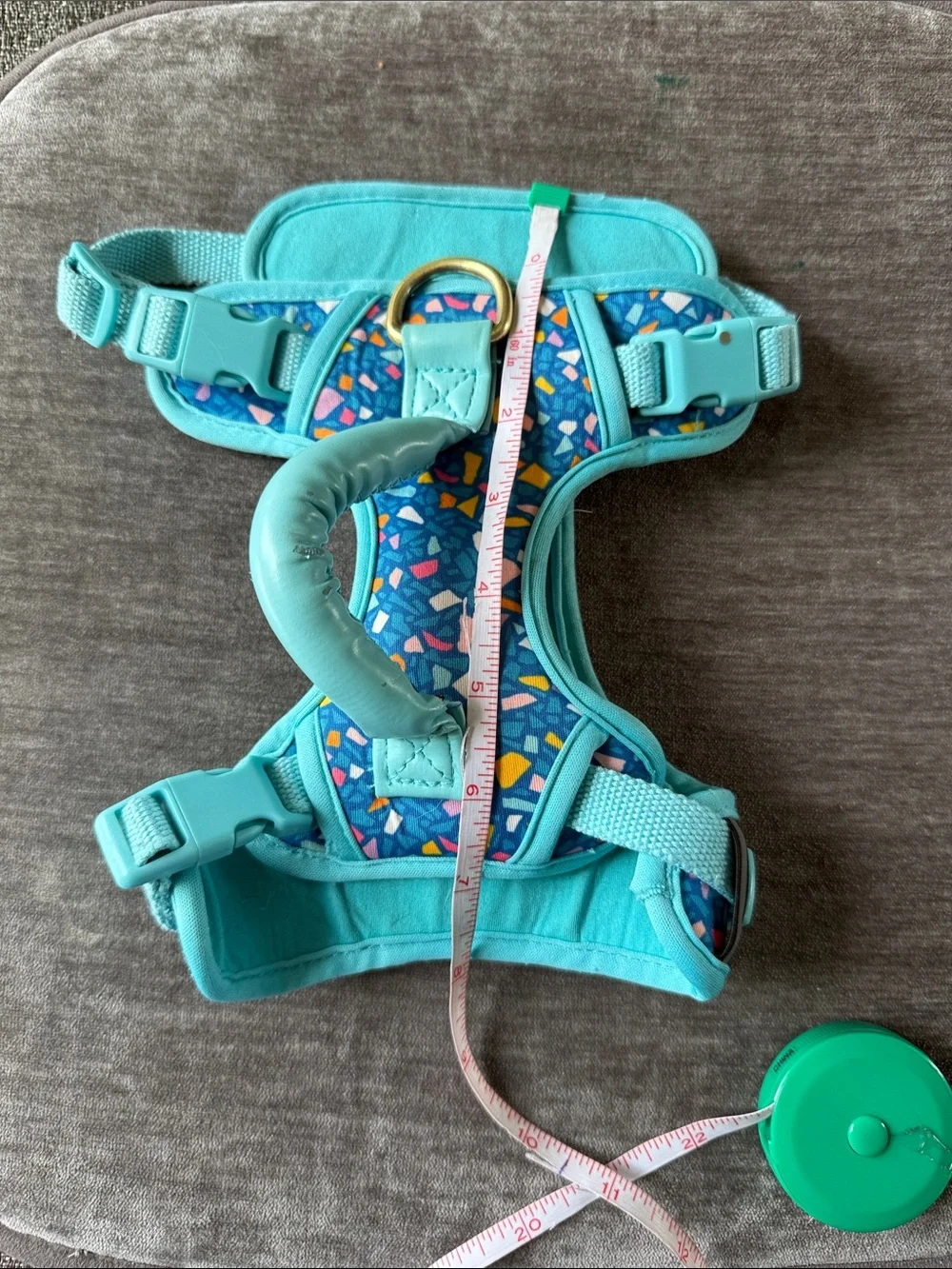 Turquoise Terrazzo Dog Harness with Padded Handle
